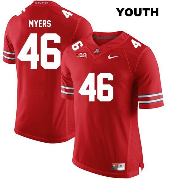 Elias Myers Stitched Ohio State Buckeyes Authentic Youth no. 46 Red College Football Jersey