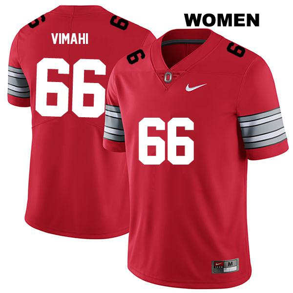 Enokk Vimahi Ohio State Buckeyes Stitched Authentic Womens no. 66 Darkred College Football Jersey