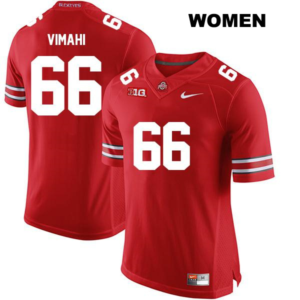 Stitched Enokk Vimahi Ohio State Buckeyes Authentic Womens no. 66 Red College Football Jersey