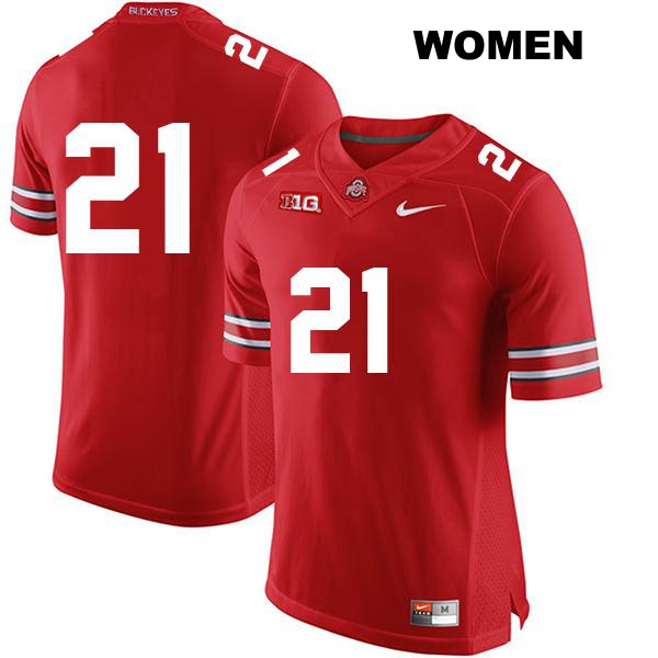 Evan Pryor Ohio State Buckeyes Authentic Stitched Womens no. 21 Red College Football Jersey - No Name