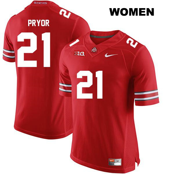 Evan Pryor Ohio State Buckeyes Authentic Womens no. 21 Stitched Red College Football Jersey