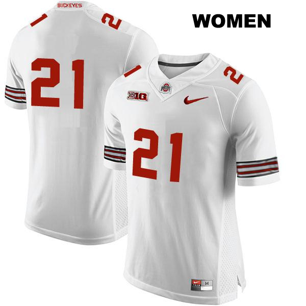 Evan Pryor Ohio State Buckeyes Stitched Authentic Womens no. 21 White College Football Jersey - No Name
