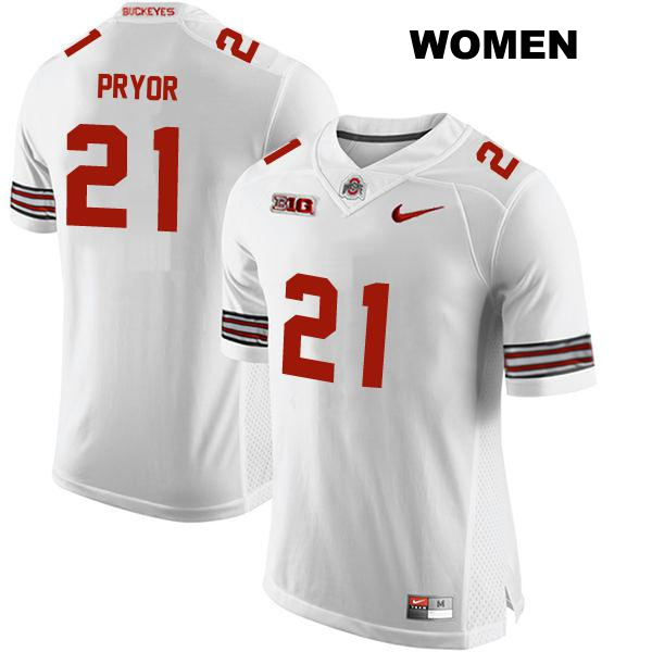 Evan Pryor Ohio State Buckeyes Stitched Authentic Womens no. 21 White College Football Jersey