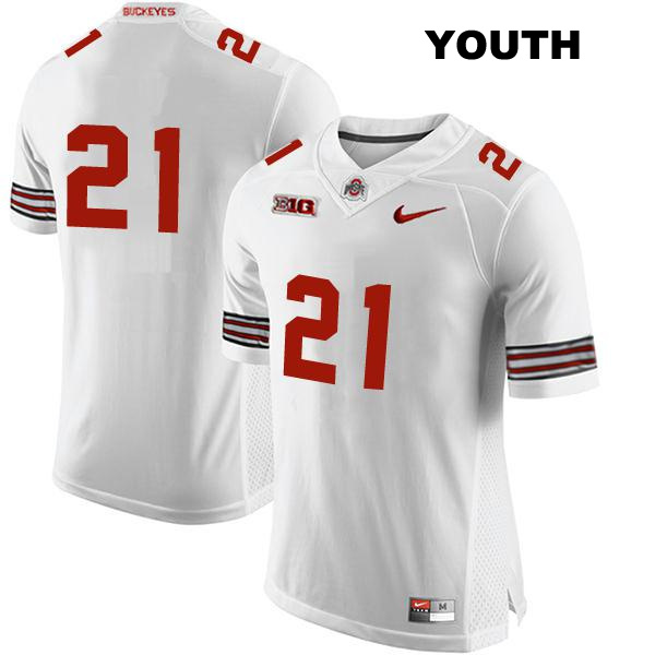 Evan Pryor Stitched Ohio State Buckeyes Authentic Youth no. 21 White College Football Jersey - No Name