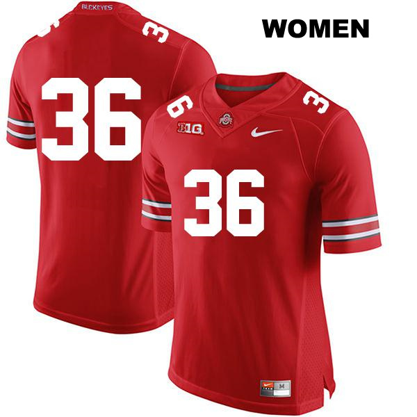 Gabe Powers Ohio State Buckeyes Authentic Womens Stitched no. 36 Red College Football Jersey - No Name