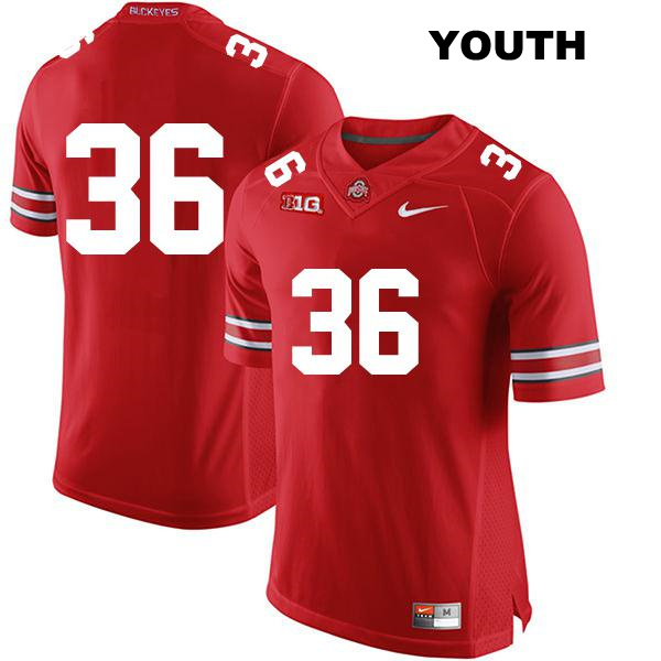 Gabe Powers Ohio State Buckeyes Stitched Authentic Youth no. 36 Red College Football Jersey - No Name