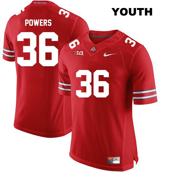 Gabe Powers Ohio State Buckeyes Authentic Youth Stitched no. 36 Red College Football Jersey