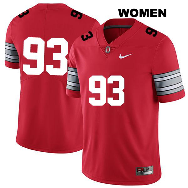 Stitched Hero Kanu Ohio State Buckeyes Authentic Womens no. 93 Darkred College Football Jersey - No Name