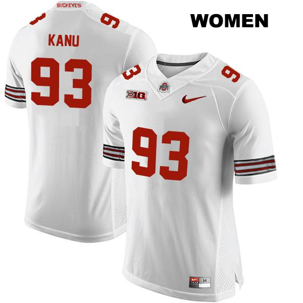 Hero Kanu Ohio State Buckeyes Stitched Authentic Womens no. 93 White College Football Jersey