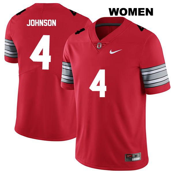 JK Johnson Ohio State Buckeyes Authentic Womens Stitched no. 4 Darkred College Football Jersey