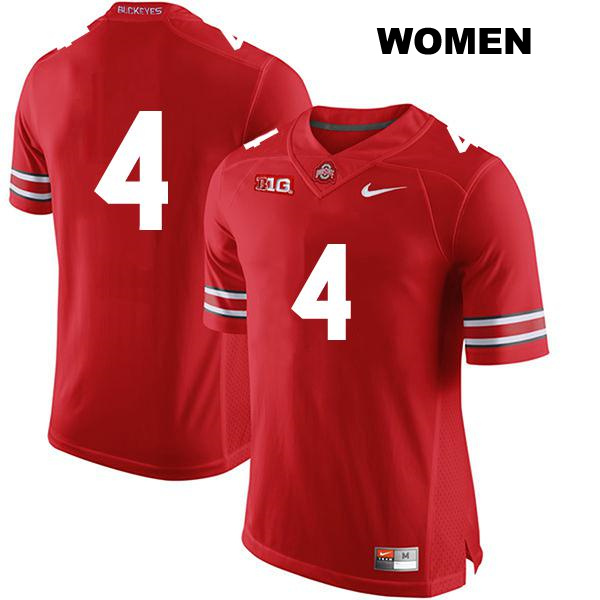 JK Johnson Ohio State Buckeyes Stitched Authentic Womens no. 4 Red College Football Jersey - No Name