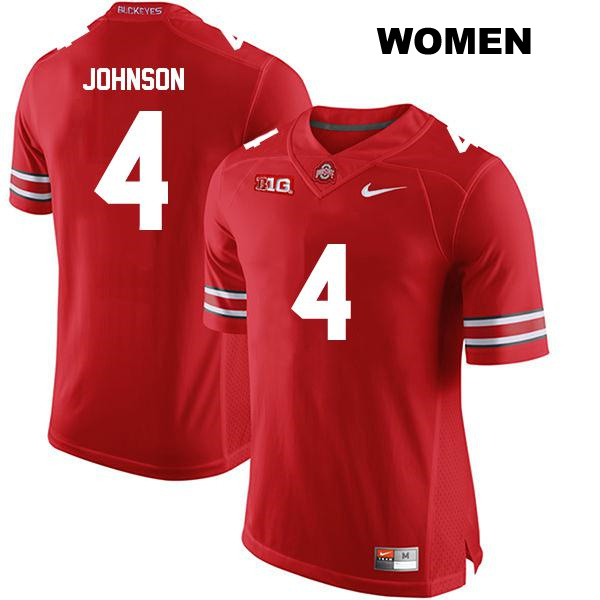 JK Johnson Ohio State Buckeyes Authentic Stitched Womens no. 4 Red College Football Jersey
