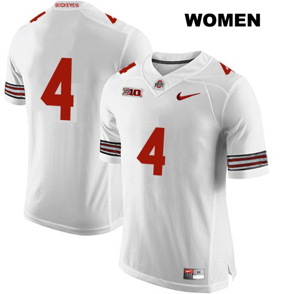 JK Johnson Ohio State Buckeyes Authentic Womens Stitched no. 4 White College Football Jersey - No Name