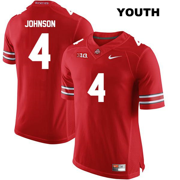 JK Johnson Ohio State Buckeyes Stitched Authentic Youth no. 4 Red College Football Jersey