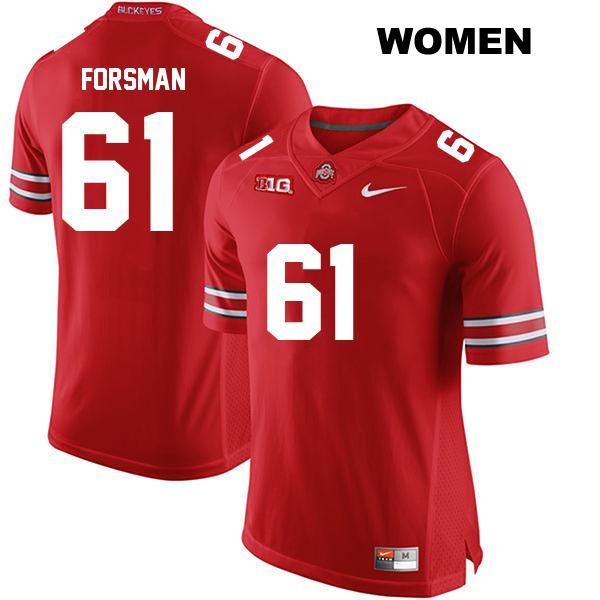 Jack Forsman Stitched Ohio State Buckeyes Authentic Womens no. 61 Red College Football Jersey