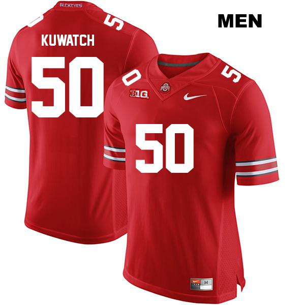 Jackson Kuwatch Ohio State Buckeyes Authentic Mens Stitched no. 50 Red College Football Jersey
