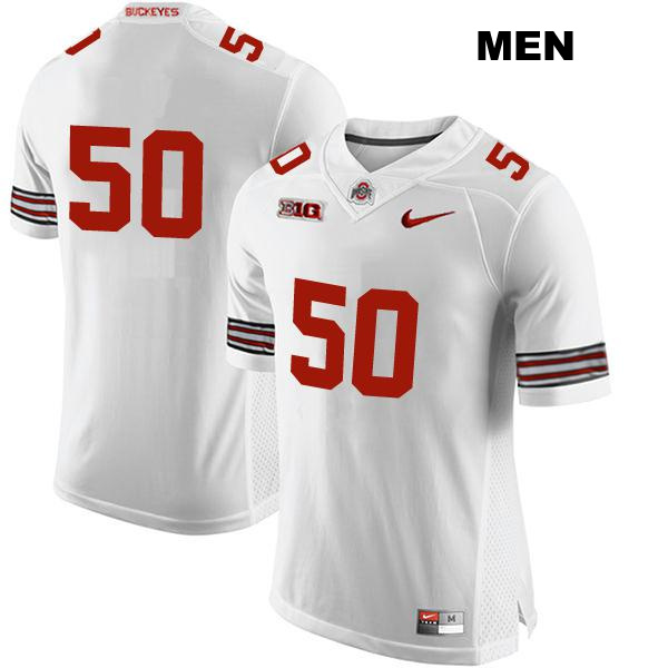 Jackson Kuwatch Ohio State Buckeyes Authentic Mens no. 50 Stitched White College Football Jersey - No Name