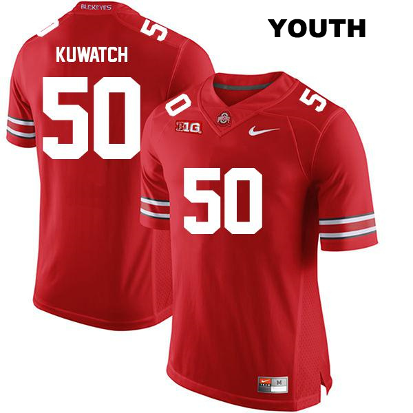 Jackson Kuwatch Stitched Ohio State Buckeyes Authentic Youth no. 50 Red College Football Jersey