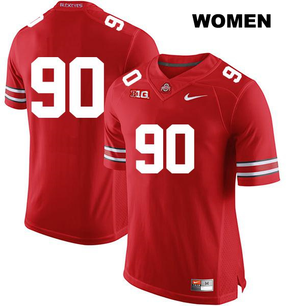 Jaden McKenzie Stitched Ohio State Buckeyes Authentic Womens no. 90 Red College Football Jersey - No Name