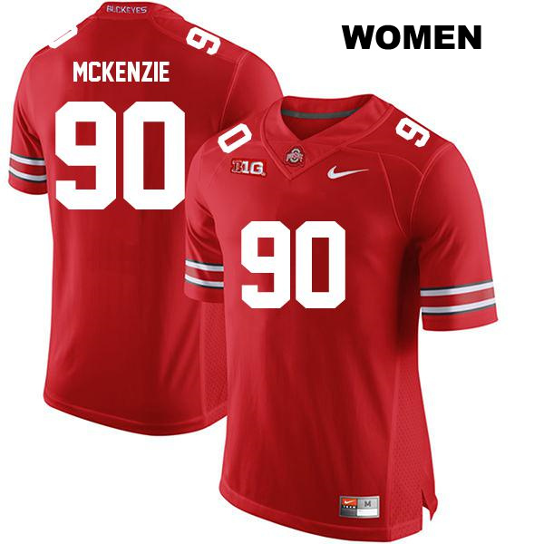Jaden McKenzie Ohio State Buckeyes Authentic Womens no. 90 Stitched Red College Football Jersey