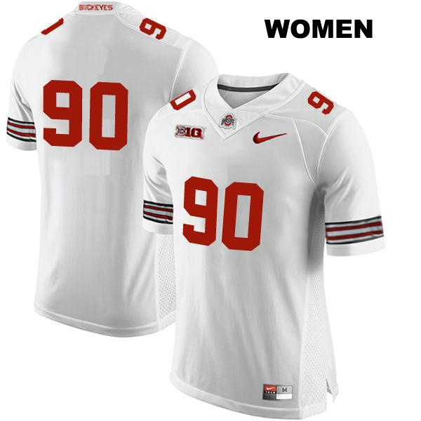 Jaden McKenzie Stitched Ohio State Buckeyes Authentic Womens no. 90 White College Football Jersey - No Name