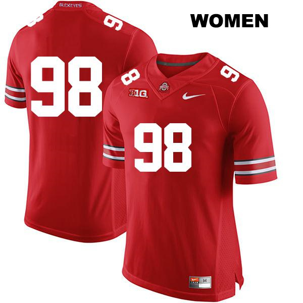 Stitched Jake Seibert Ohio State Buckeyes Authentic Womens no. 98 Red College Football Jersey - No Name