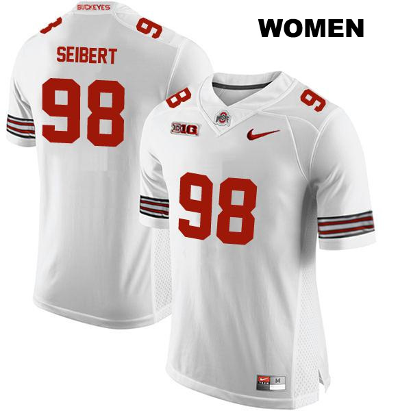 Jake Seibert Ohio State Buckeyes Authentic Stitched Womens no. 98 White College Football Jersey