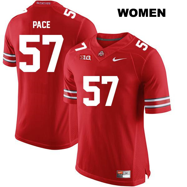 Jalen Pace Ohio State Buckeyes Authentic Womens Stitched no. 57 Red College Football Jersey