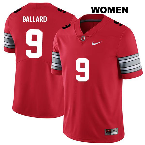 Jayden Ballard Ohio State Buckeyes Stitched Authentic Womens no. 9 Darkred College Football Jersey