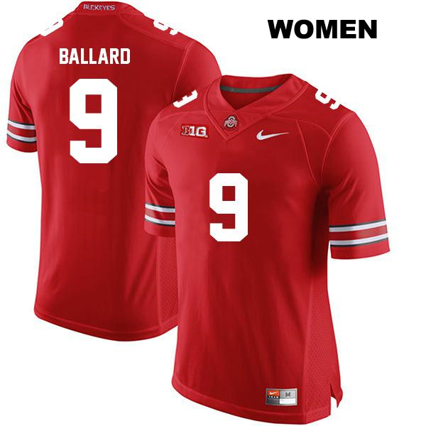 Jayden Ballard Ohio State Buckeyes Authentic Womens no. 9 Stitched Red College Football Jersey