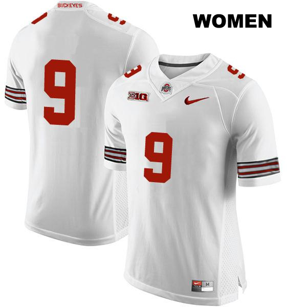 Stitched Jayden Ballard Ohio State Buckeyes Authentic Womens no. 9 White College Football Jersey - No Name