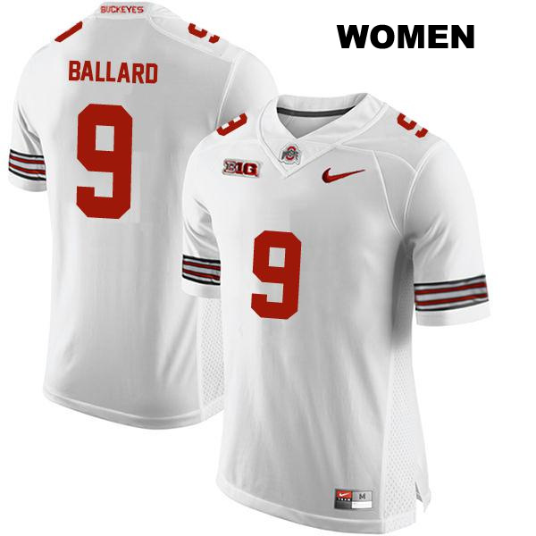 Jayden Ballard Ohio State Buckeyes Authentic Stitched Womens no. 9 White College Football Jersey