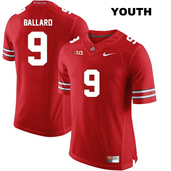 Jayden Ballard Ohio State Buckeyes Stitched Authentic Youth no. 9 Red College Football Jersey