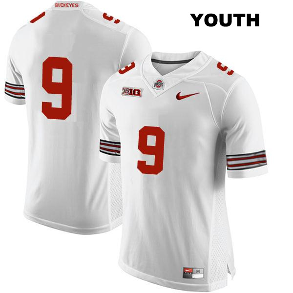 Jayden Ballard Ohio State Buckeyes Authentic Youth Stitched no. 9 White College Football Jersey - No Name