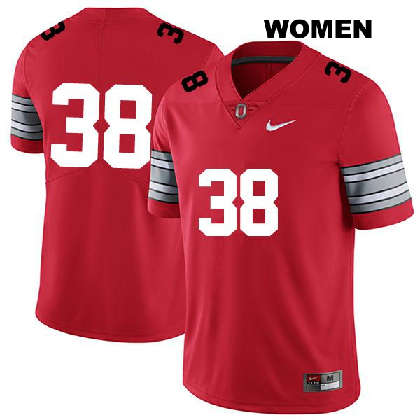 Stitched Jayden Fielding Ohio State Buckeyes Authentic Womens no. 38 Darkred College Football Jersey - No Name