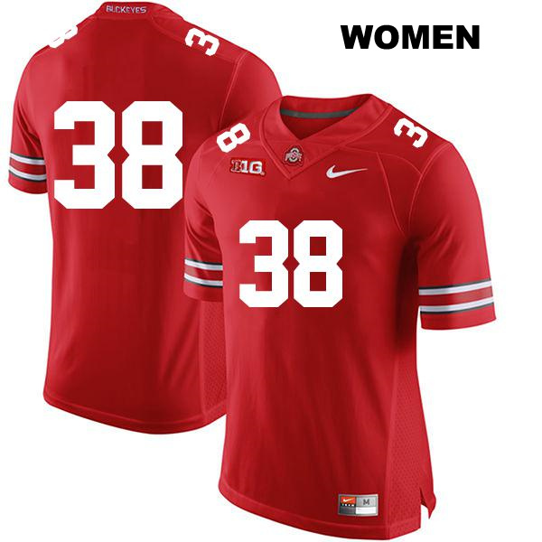 Jayden Fielding Ohio State Buckeyes Authentic Womens no. 38 Stitched Red College Football Jersey - No Name