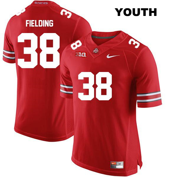 Stitched Jayden Fielding Ohio State Buckeyes Authentic Youth no. 38 Red College Football Jersey