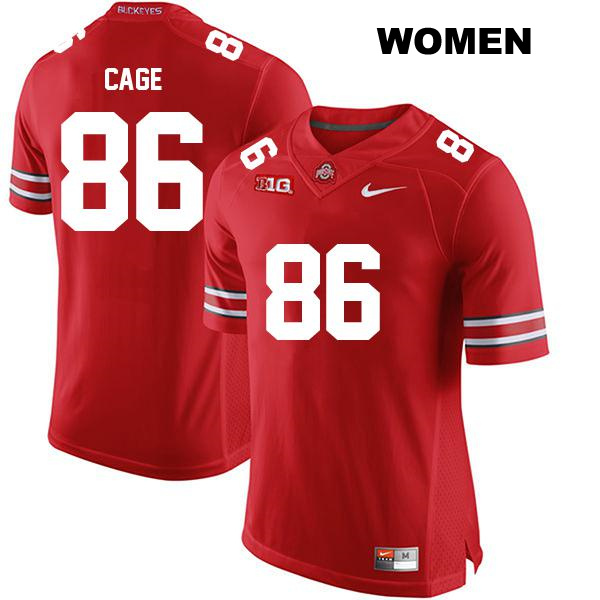 Jerron Cage Ohio State Buckeyes Authentic Womens Stitched no. 86 Red College Football Jersey