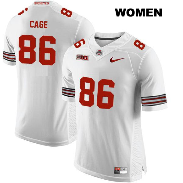 Jerron Cage Ohio State Buckeyes Authentic Womens Stitched no. 86 White College Football Jersey