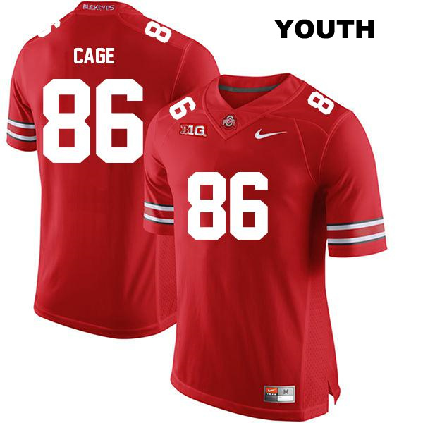 Jerron Cage Stitched Ohio State Buckeyes Authentic Youth no. 86 Red College Football Jersey