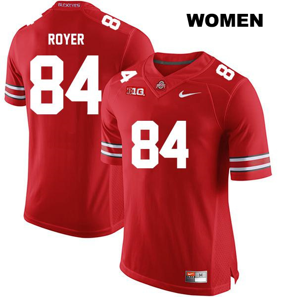 Stitched Joe Royer Ohio State Buckeyes Authentic Womens no. 84 Red College Football Jersey