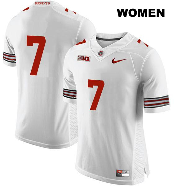 Jordan Hancock Ohio State Buckeyes Authentic Stitched Womens no. 7 White College Football Jersey - No Name