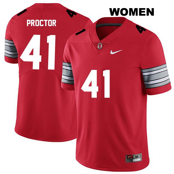 Josh Proctor Ohio State Buckeyes Stitched Authentic Womens no. 41 Darkred College Football Jersey