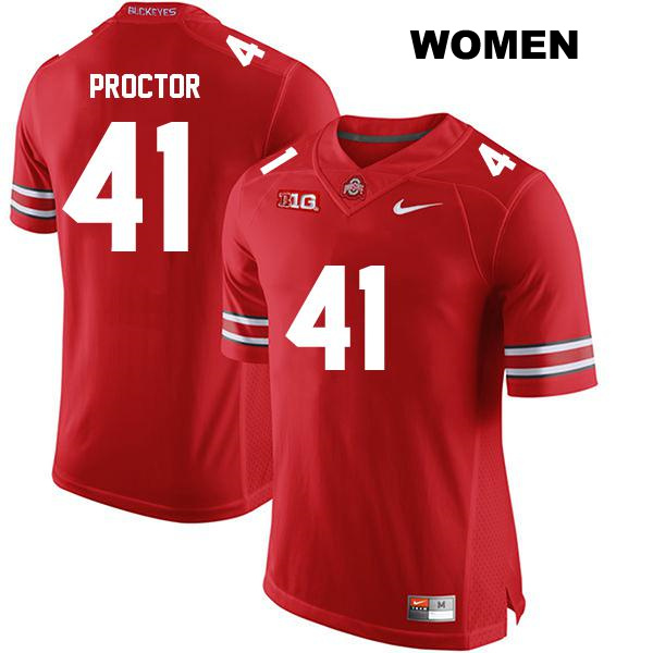 Josh Proctor Ohio State Buckeyes Stitched Authentic Womens no. 41 Red College Football Jersey