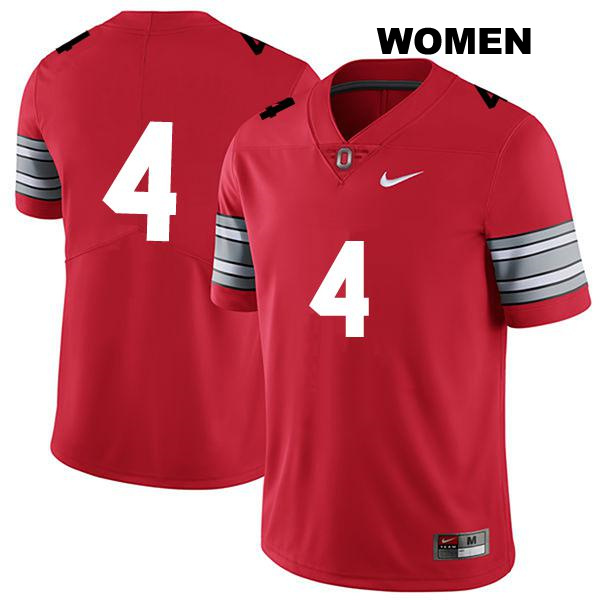 Julian Fleming Stitched Ohio State Buckeyes Authentic Womens no. 4 Darkred College Football Jersey - No Name