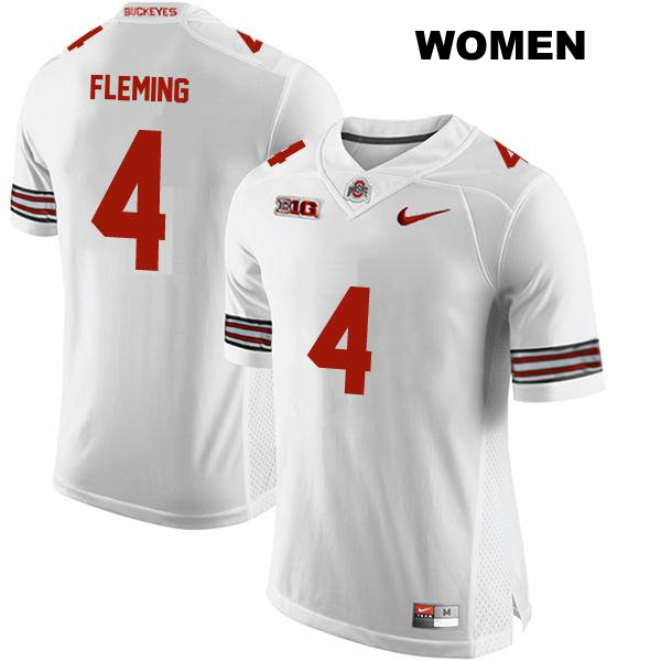 Julian Fleming Ohio State Buckeyes Authentic Womens Stitched no. 4 White College Football Jersey