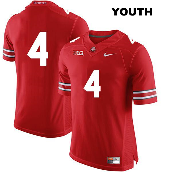Julian Fleming Ohio State Buckeyes Stitched Authentic Youth no. 4 Red College Football Jersey - No Name