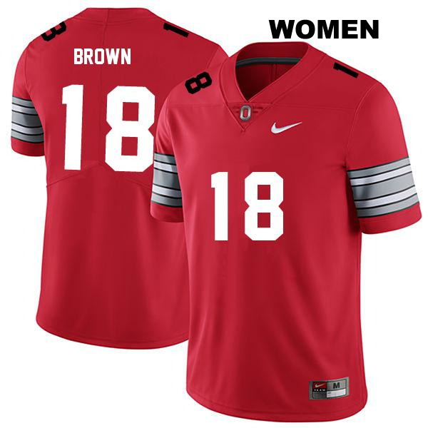 Jyaire Brown Ohio State Buckeyes Authentic Stitched Womens no. 18 Darkred College Football Jersey
