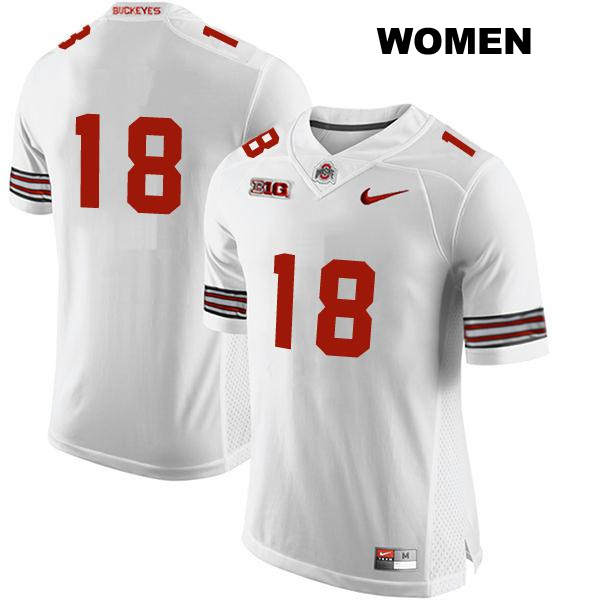 Jyaire Brown Stitched Ohio State Buckeyes Authentic Womens no. 18 White College Football Jersey - No Name