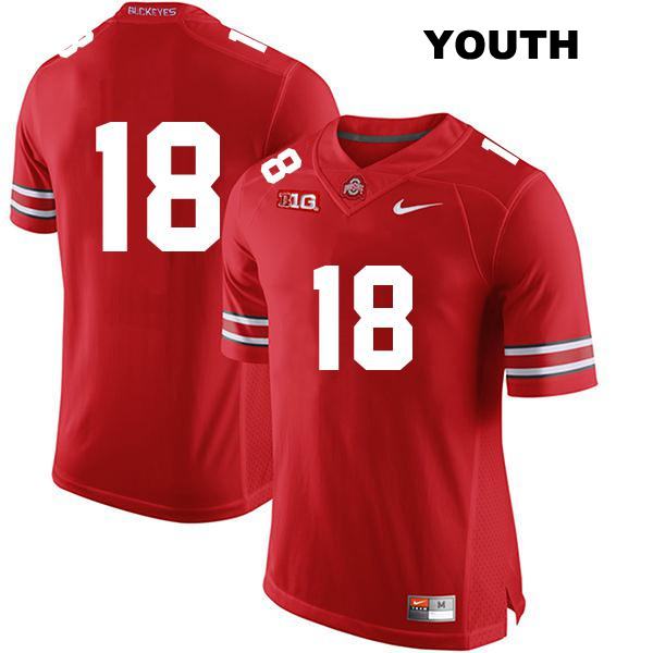 Jyaire Brown Ohio State Buckeyes Authentic Youth no. 18 Stitched Red College Football Jersey - No Name